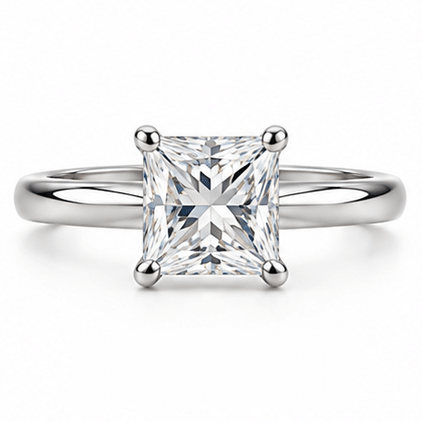 princess cut diamond solitaire setting example