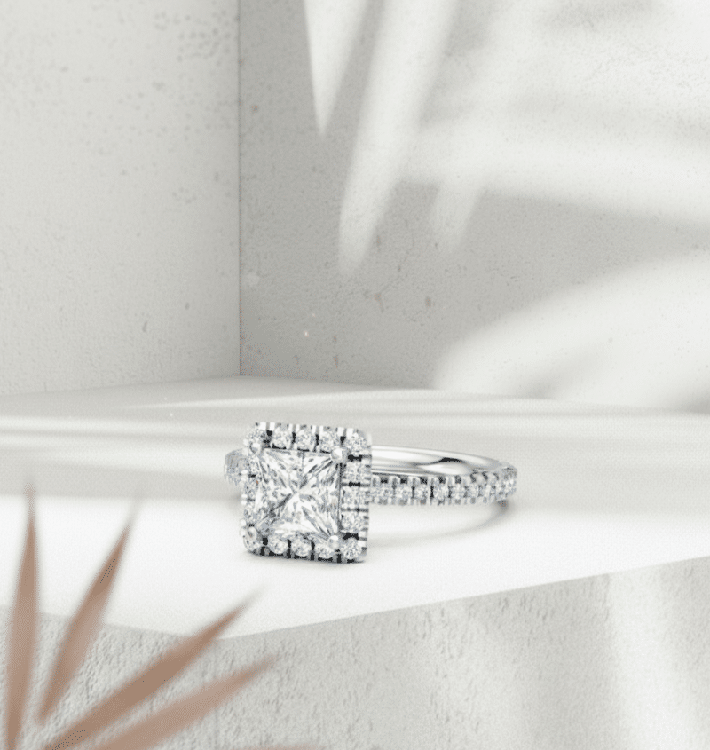 princess cut band and setting panel